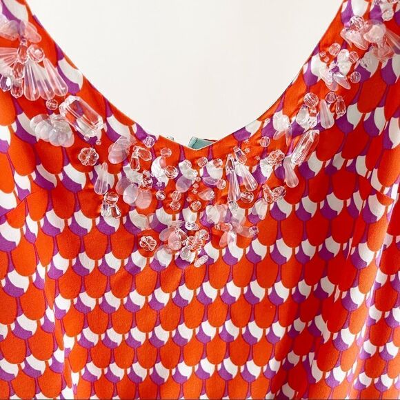 Nanette Lepore Beaded Silk Halter Tank Top 0 - Picture 3 of 8